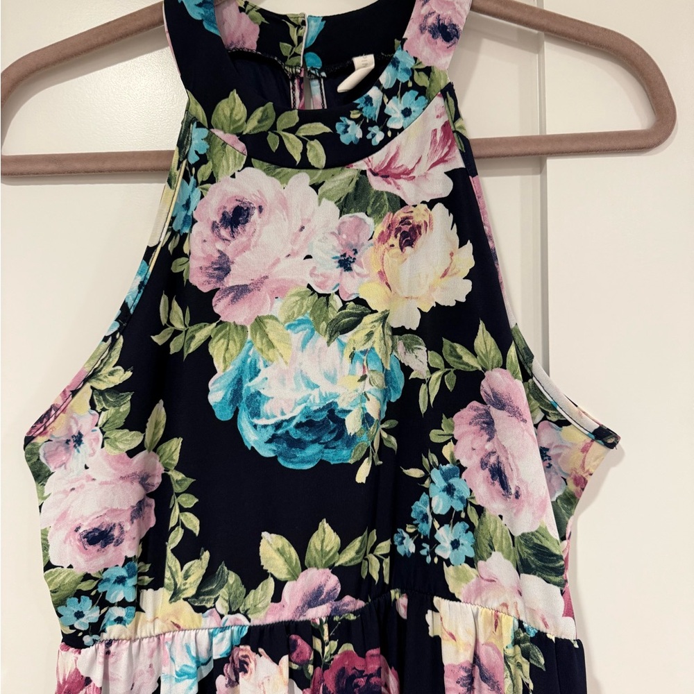 Navy Blue Floral Maxi Dress (Maternity)